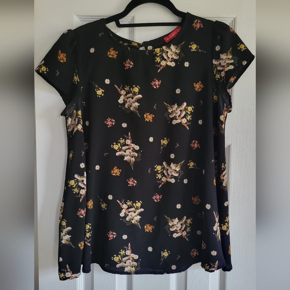 Saks Fifth Black Floral Blouse